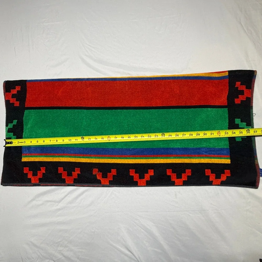 Vintage Juana Berner Brastex Brazil Aztec Stripe Beach Towel 100% Cotton 37x64